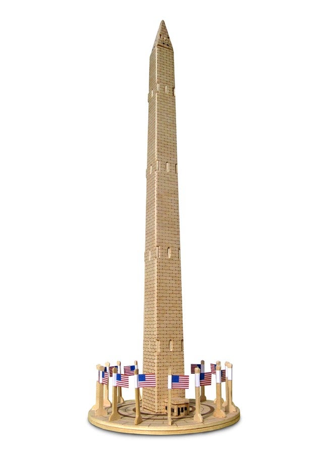 Puzzled 3D Puzzle Washington Monument Wood Craft Construction Model Kit, Educational DIY Wooden Toy Assemble Model Unfinished Crafting Hobby Puzzle to Build and Paint for Decoration 34 Pieces Pack - Image 1